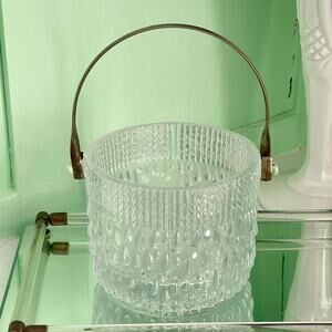 Vintage 60s Crystal Ice Bucket: Teardrop, 50s 60s Glass Barware.